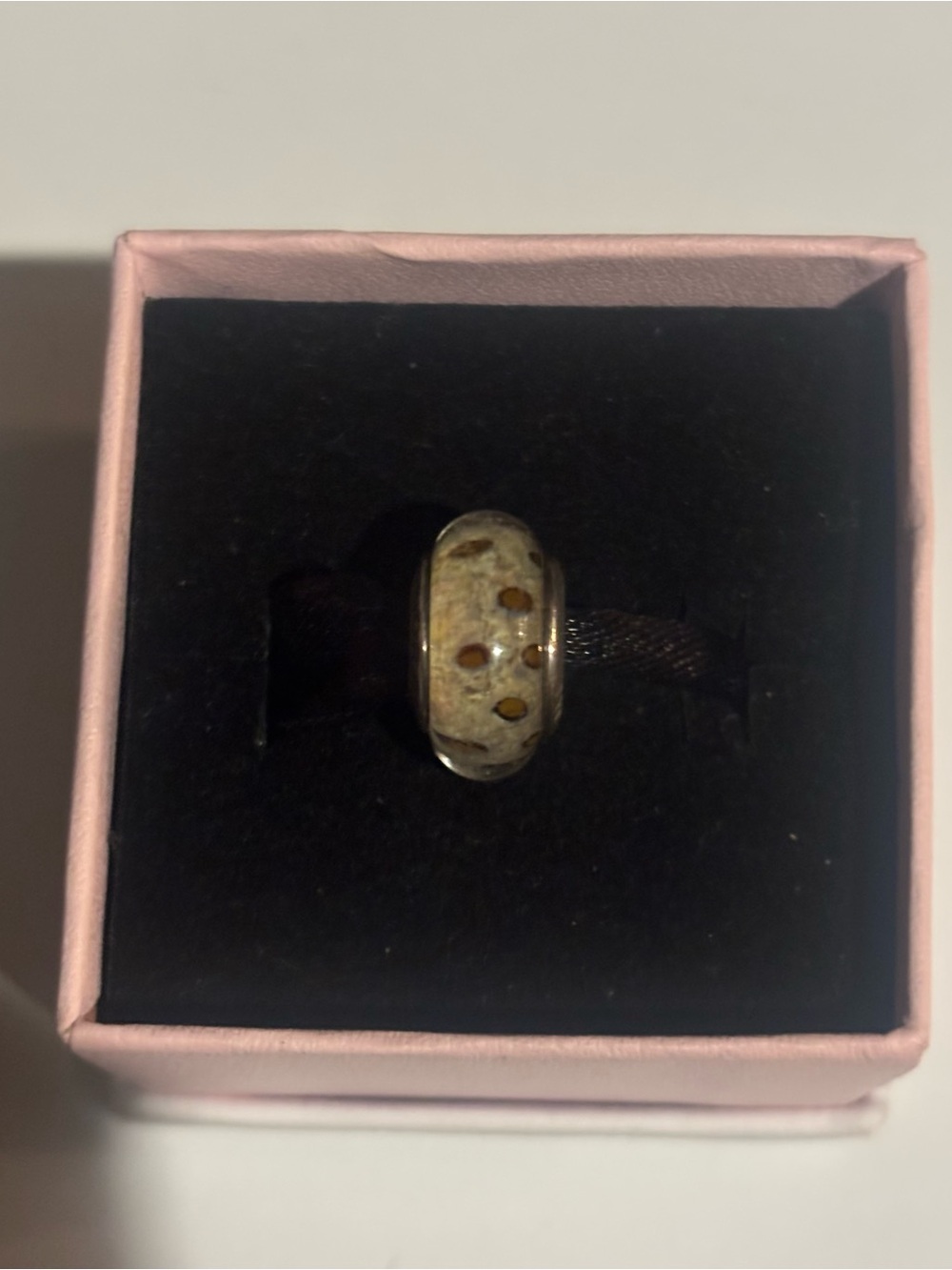 Authentic Retired Pandora Silver Leopard Animal Print Murano Glass Charm 790920